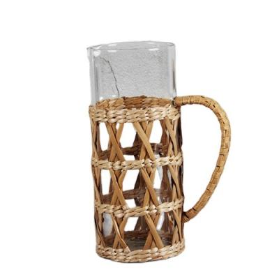 China Viable Factory Custom Creative Handmade Paper Angustifolia Woven Glassware Wrapped Glass Cup Holder for sale