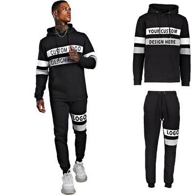 China Fashion Sport Mens Jogging Tracksuit Mens Fitness Private Label Stripe Tech Fleece Custom Black Cotton Jogging Tracksuit for sale