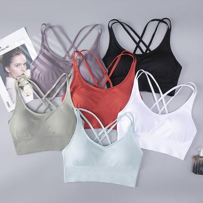 China European and American QUICK DRY large cross back yoga bra without steel ring, high shock proof and breathable fitness vest, female for sale