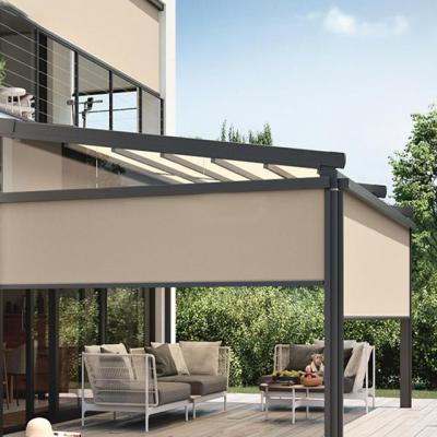 China Contemporary Customized Automatic Motorized Patio Wind Umbrella Waterproof Retractable Outdoor Exteroir Roller Blind Shades for sale