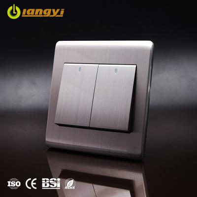 China Custom Two Gang One Way Factory OEM ODM Household Electrical Hardware Supplies Modern Wall Light Switch for sale