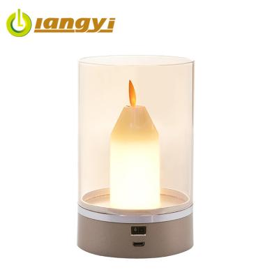 中国 Product Single Warm Candle Shaped Bedside Bedroom Interior Decoration Atmosphere LED Nightstand Light 販売のため