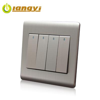 China Four Gang One Way ISO Certificated Standard 16A UK Plug Electric Power Four Gang One Way Push Button Wall Switch for sale