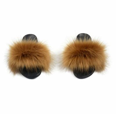 China Lightweight Wholesale Low Price Customized Color Soft Sole Fur Slides Girls Fox Kids Slippers for sale