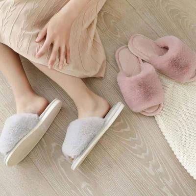 China 2021 Fashion Trend Latest Fur Spring Indoor Home Slippers For Women Soft Comfort Warm Sandals Star Slippers for sale