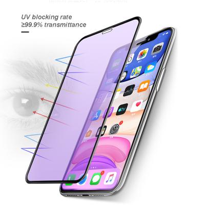 China Ultra-thin Anti-UV Screen Protector Tempered Glass HD Blue Film For iPhone 13 pro Max/12/12 Mini For Samsung Note 9/Galaxy S8 for sale