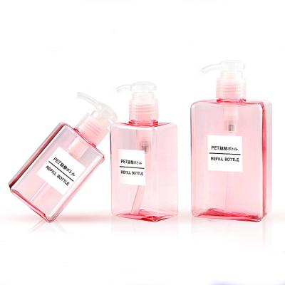 China 250ml 300ml Square Pump Bottle Eco-Friendly Recyclable Flat Square Lotion Bottles White Hand Sanitizer Shampoo Bottle With Pump for sale