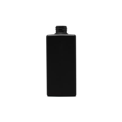 China Household Products 300ml Black Empty Cosmetic Container PETG Body Lotion Containers Rectangle Plastic Bottle For Skin Care Packaging for sale