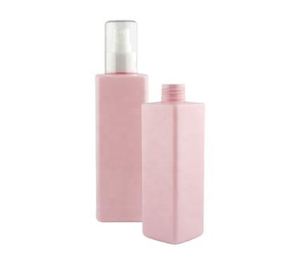 China eco-friendly recyclable plastic empty pink square pump cosmetic packaging for lotion cream pet cosmetic lotion bottle for sale