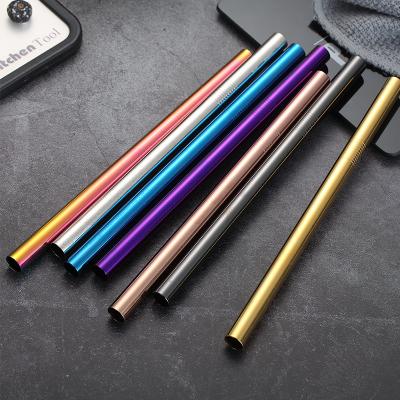 China PVD Coating Metal 18/10 Stainless Steel Milk Viable Tea Party Drinking Straw 12mm for sale