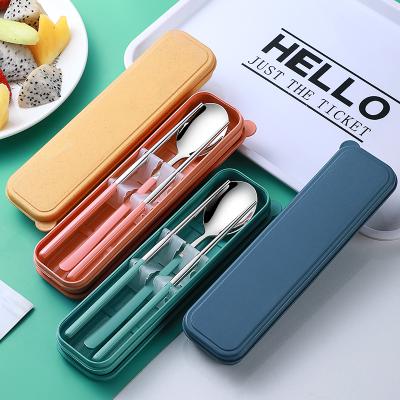 China Eco Modern Reusable Stainless Steel Spoon Chopsticks Cutlery Set Case Customized Logo for sale