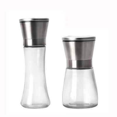 China Viable Wholesale Kitchen Spice Salt and Pepper Grinder Set with Glass Bottle for sale