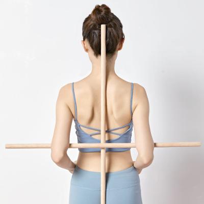 China Open Back Corrective Shoulder Bump Body Yoga Stick Body Dance Stick Fitness Wooden Stick for sale