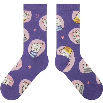 China Cat Feet Show In Our So Cute QUICK DRY Socks Fit For Girl Soft Fashion Cartoon Elite Colorful Socks for sale