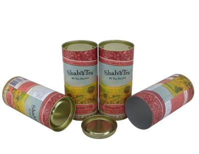 China Biodegradable Tea Packaging Round Cans Tin Tube Gift Canister With Metal Concave-convex Top And Bottom Lid for sale