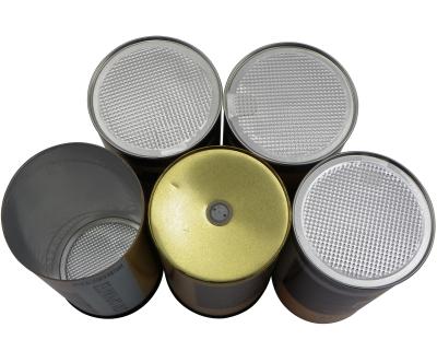 China Recycled Materials Customize Aluminum Foil Liner Coffee Bean Packaging Paper Cans With Composite Exhaust Valves for sale