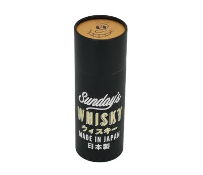 China Recycled Materials Cylinder Whiskey Packaging All Tube Round Black Paper Wine Packing Box With Rolled Edge for sale