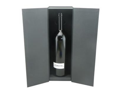 China Biodegradable Single Wine Bottle Foam Flocking Magnetic Closure Cardboard Box for sale