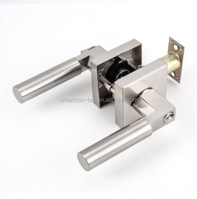 China 60mm Modern Backlocked Bathroom Door Lock Lever Handle Set With Thumb Turn Inside for sale