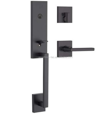 China Modern Entry Handleset by Matt Black Single Cylinder Keyed for Front Door Entry Lockset for sale