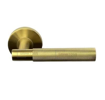 China Modern Round Knurled Interior Door Handle Solid Stainless Steel Skyscraper Lever for sale