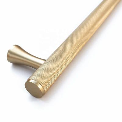 China 2 Hole Brass T-bar Knurled Kitchen Furniture Cabinet Drawer Cupboard Handle Knob for sale