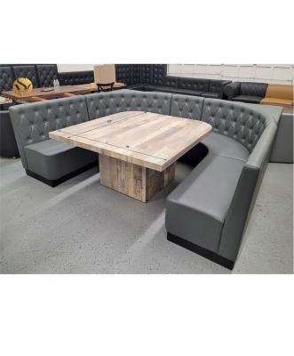 China Seating Furniture Sofa Bench Commercial Restaurant Booth Modern Wooden Black Leather Booth Restaurant Club Bar for sale