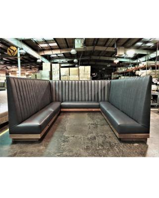 China Seating Furniture Sofa Commercial Restaurant Seating Booth Modern Black Leather Booth Bar Restaurant Nightclub Bar for sale