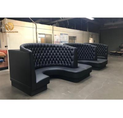 China Modern Black Leather Booth Bar Restaurant Nightclub Sofa Commercial Dining Cubicle Seating Furniture for sale