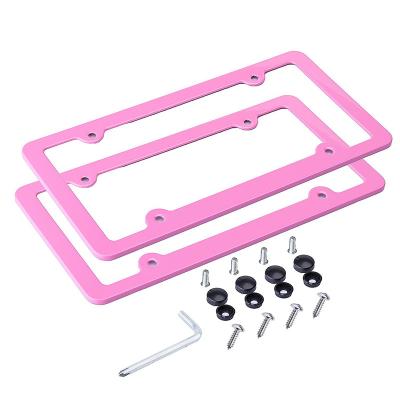 China Wholesale Fixed Plate License Plate Frame With Screws Custom Plastic Pink License Plate Frame for sale