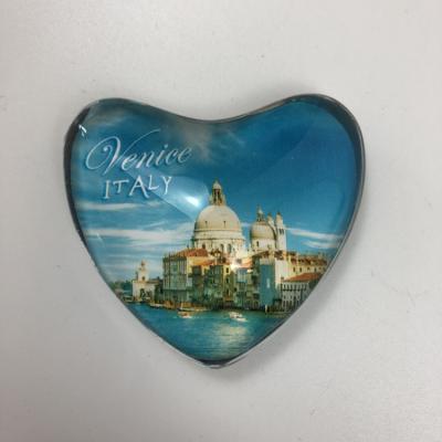 China Waterproof+Eco-friendly Heart Shaped Cute Glass Refrigerator Magnet Fridge Magnets Custom Tourism Souvenirs for sale