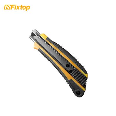 China Push Button Knife Cutter Blade 18*0.6mm Manganese Steel 65 Knife Utility Utility Cutter With ABS TPR Handle for sale