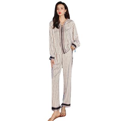 China 2022 New Arrival QUICK DRY Spring Long Sleeve Nightgown Ladies Satin Chiffon Home Suit Pajamas Sets For Women for sale