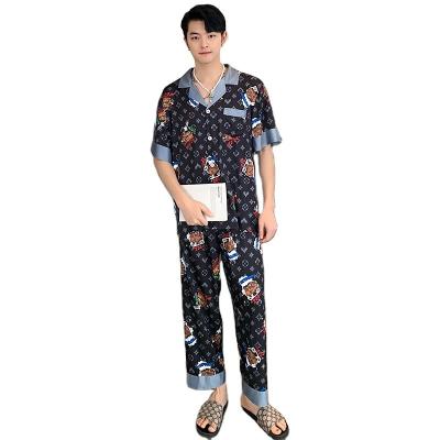 China High Quality QUICK DRY Simple Sleep Shirt Men's Casual Silky Loungewear Men's Pajamas Set for sale