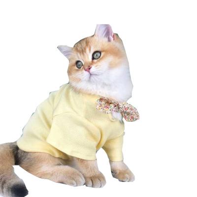 China Cute Stocked Design Pet Hoodie Autumn Pet Clothes Bow Tie Solid Spring Dog Hoodie For Dog Cat for sale