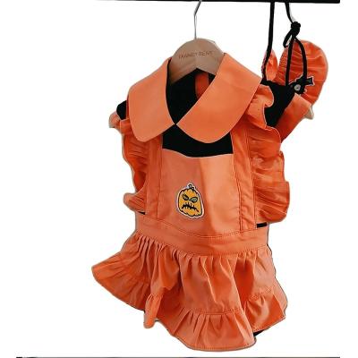 China Viable Halloween Pumpkin Dog Costumes Dress Dog Clothes Cosplay Apparel Winter Warm Hoodie For Small Medium Dog Cat Bulldog for sale