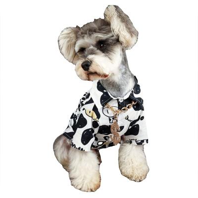 China Summer Soft Breathable Cute Stocked Dog Shirt Pet Clothes Cotton Dog T-shirt Dog Shirt for sale