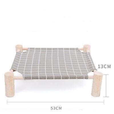 China Breathable Comfortable Elevated Canvas Cat Lounge Hammocks Bed Wooden Pet Bed Room For Small Rabbit Cats Dogs Pet Room Supplies for sale