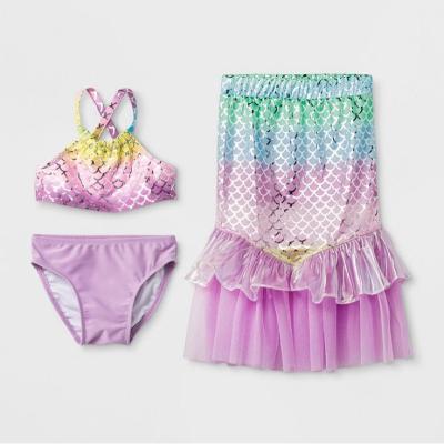 China Lower MOQ Breathable Fashion Show Micro Bikini Manufacturer In Shiny Swimsuit Children Swimsuit Children Swimwear Running Two-Piece Lace Swimwear for sale