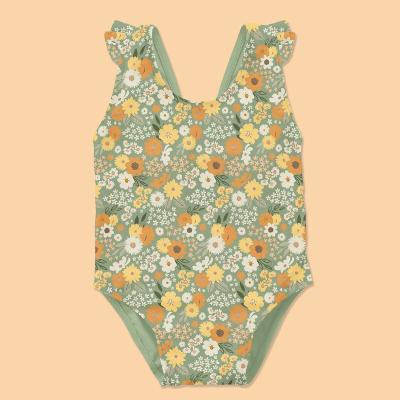 China High Quality Breathable OEM Custom Prints One-Piece Ball Pattern Swimsuit Lace Shoulder Kids Swimwear For Kids Girls Swimwear for sale