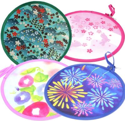 China Toy Multicolor Promotional Gifts Customized Logo Round Foldable Inflatable Nylon Hand Fan for sale