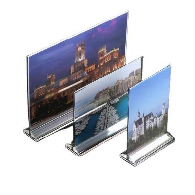 China Wholesale Hotel Double Sided Acrylic Sign Holder Gold Acrylic Frames Sign Holders Acrylic Sign Holder for sale