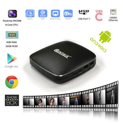 China QINTAIX Q39 4K Ott Tt Smart Android 6.0 Rk3399 Cheapest Android Kodi Tv Box for sale