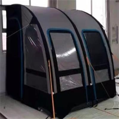 China Extended Type Customized 300D Heavy Duty PU Coated Polyester Outdoor Waterproof Camper Van Family Camping Caravan Awning Inflatable Tent for sale