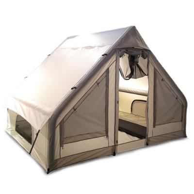 China Diagonal Tethering Type Four Seasons Safari TPU Gas Tube Bell Glamping Luxury Outdoor Waterproof Air Cotton Inflatable Camping Canvas Tent for sale