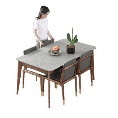 China All Style Nordic High Quality Luxury New Home Solid Wood Solid Wood Countertops Durable Gray Dining Table for sale