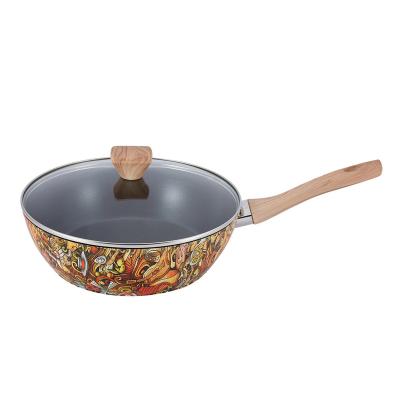 China Sustainable SHENZHAN OEM design s/s unique material handles forged aluminum cookware pan for sale