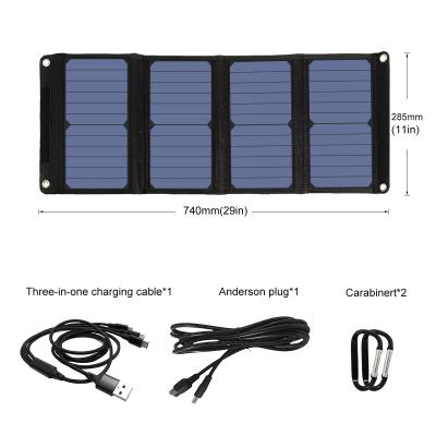 China Portable Commercial/Boat/Car/Camping Sunpower Solar Panels 5V 28W 4 Times Folding Collapsible Solar Panels Kit for sale