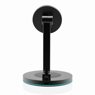 China Customizable Magnetic Mobile Phone 15W Qi Magnet DC Wireless Charger With Desktop Stand for sale