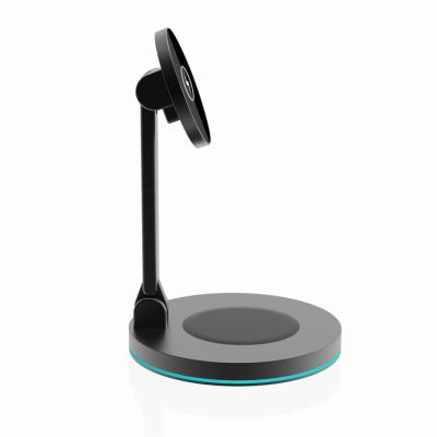 China Mobile Phone 15W Qi Magnet Magnetic Wireless Charger With Desktop Stand for sale